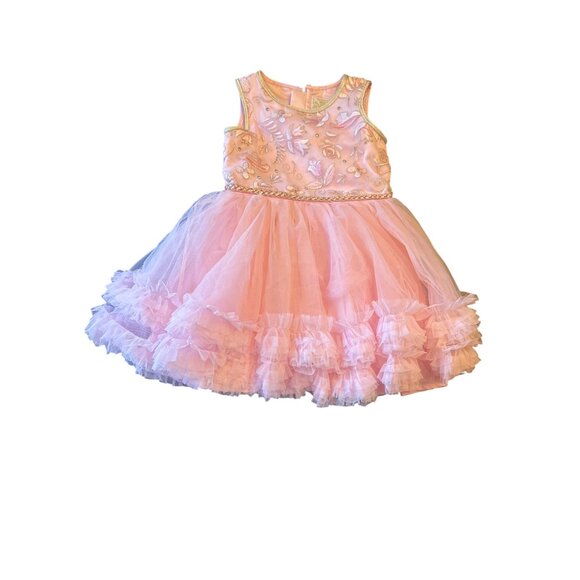 Disney Princess Aurora Dress Pink Embroidered Tulle With Ruffles Size 4 For Girl - Picture 1 of 6